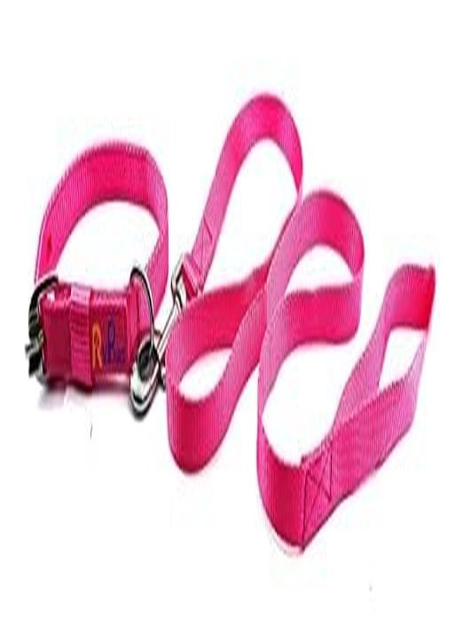 Pups&Pets طقم طوق ومقود من النايلون من Pups&Pets مقاس 22 مم، طقم طوق ومقود قابل للتعديل بشريط ناعم مقاس 0.75 بوصة، مثالي للكلاب الصغيرة والمتوسطة الحجم والجراء (وردي) - Image 4